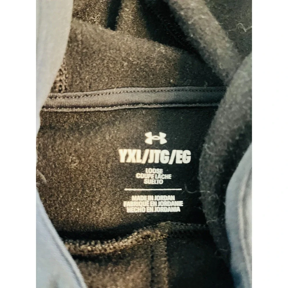 Under Armour Boys Youth YXL Fleece Big‎ Logo Hoodie Sweatshirt Black